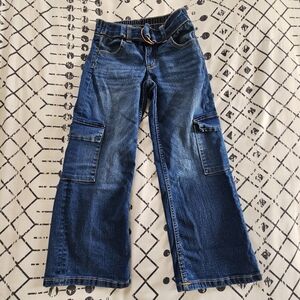 Justice Cargo Flare Jeans With Attached Belt, Size 6